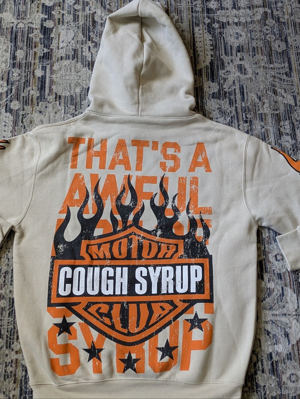 NWOT That's A Awful Lot Of Cough Syrup Desto Dubb Hoodie Cream Sz S - Picture 5 of 6